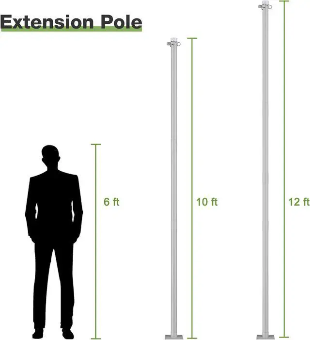 Alt view image 14 of 14 - Shade Sail Pole 10Ft Backyard with Pole Bracket Clamp Powder Awning Deck Patio
