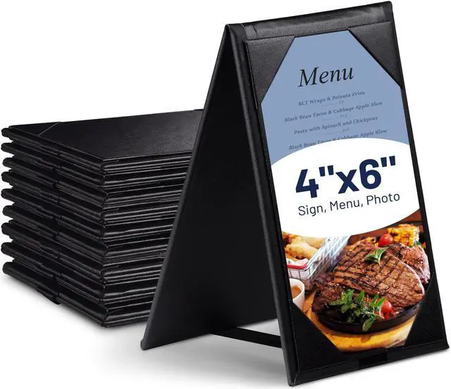 Main image of 10Pcs 4"x 6" Double-sided Table Tent Holder Menu Holder A-Frame Restaurant Black