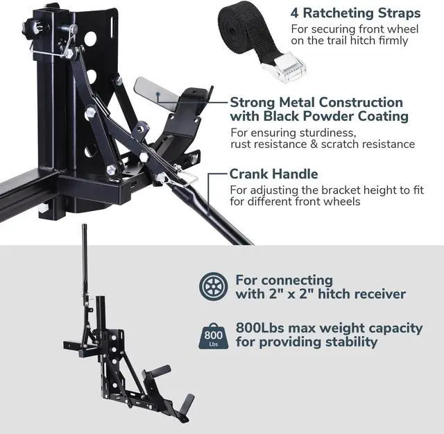 Alt view image 3 of 7 - 800lb Motorcycle Scooter Carrier 2" Tow Receiver Trailer Hauler Hitch Mount Rack