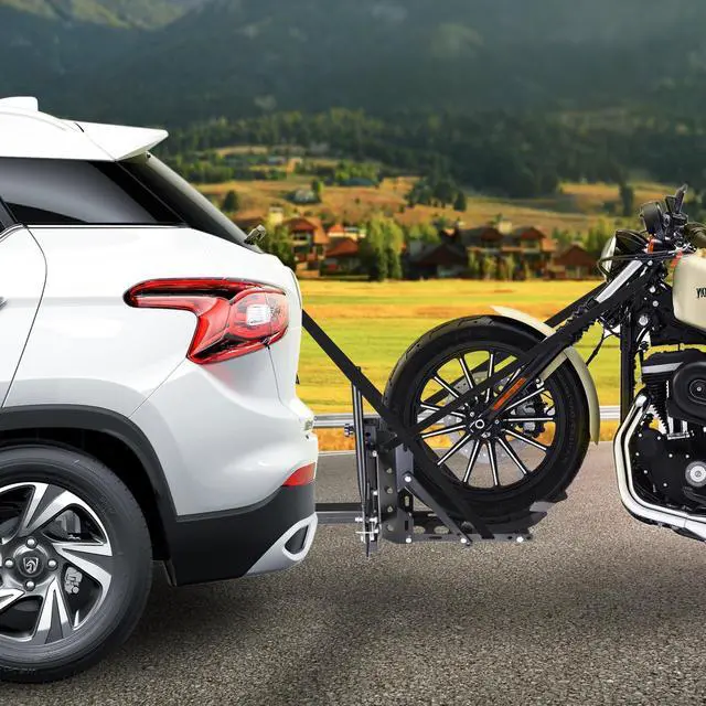 Alt view image 4 of 7 - 800lb Motorcycle Scooter Carrier 2" Tow Receiver Trailer Hauler Hitch Mount Rack