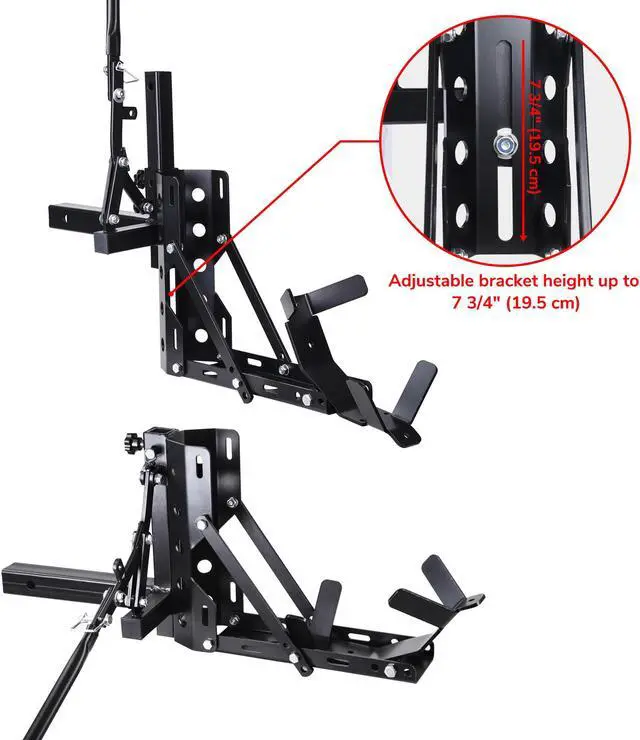 Alt view image 6 of 7 - 800lb Motorcycle Scooter Carrier 2" Tow Receiver Trailer Hauler Hitch Mount Rack