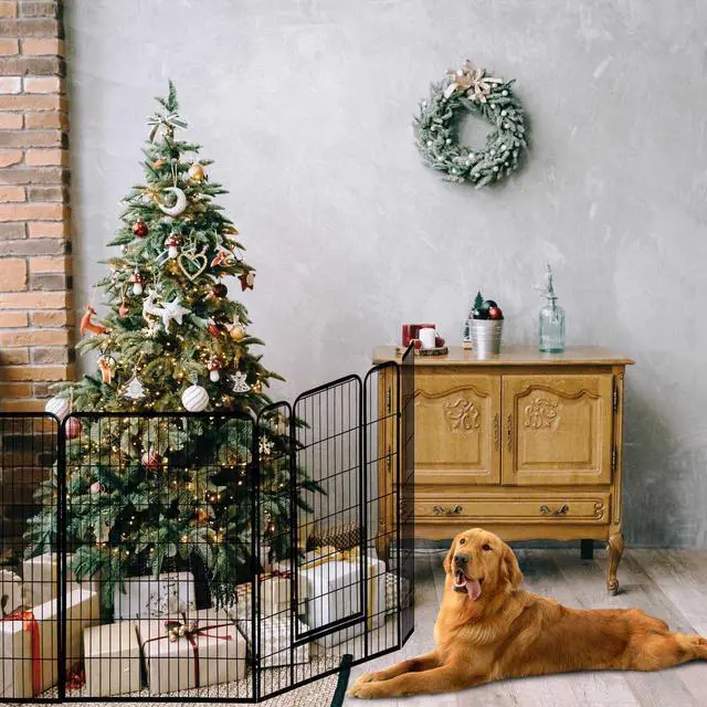 Alt view image 2 of 7 - 48 Pieces 28"x47" Pet Playpen Extra Large Dog Exercise Fence Panel Crate Outdoor