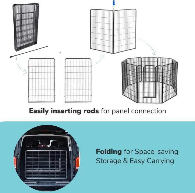 Alt view image 5 of 7 - 48 Pieces 28"x47" Pet Playpen Extra Large Dog Exercise Fence Panel Crate Outdoor
