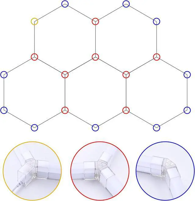 Alt view image 5 of 7 - Yescom 10 Blocks Magnetic Quantum LED Light Panel Wall-mount Touch Sensitive Bedroom Gifts