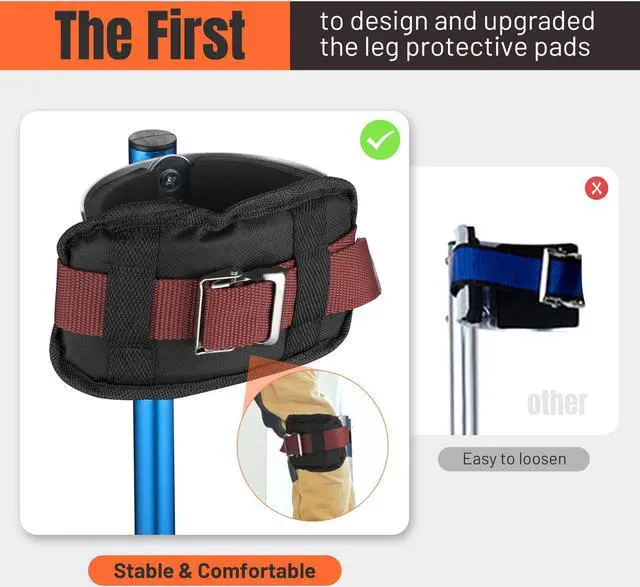 Alt view image 5 of 7 - Yescom Drywall Stilts 24" - 40" Adjustable Aluminum Painting Tool for Ceiling / Sheetrock Taping Parade Costume - Blue