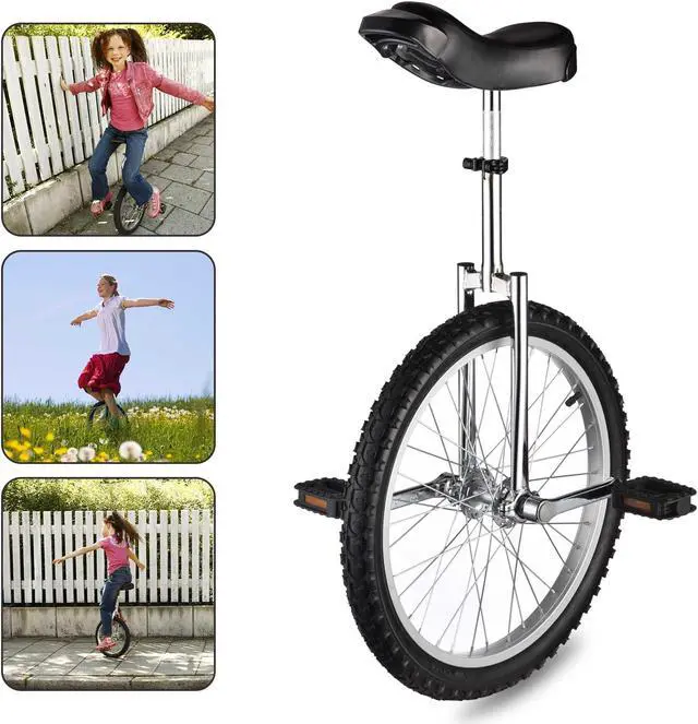 Alt view image 7 of 7 - Yescom 20 In Wheel Outdoor Unicycle Leakproof Butyl Tire Circus Bike Balance Training for Adults Teenagers Kids, Silver