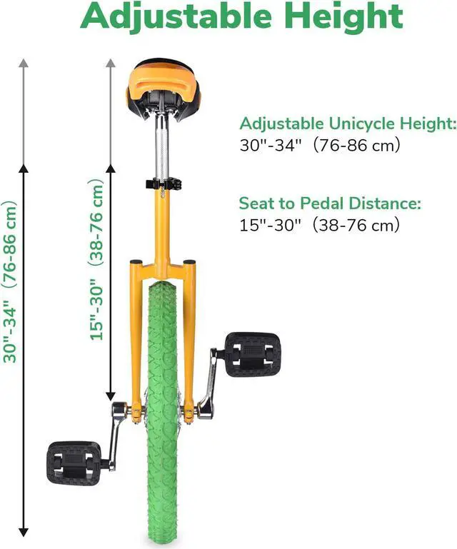Alt view image 3 of 7 - Yescom 18 In Wheel Outdoor Unicycle Skid-proof Tire Fitness Bicycle Balance Training for Adults Teenagers Kids, Yellow & Green
