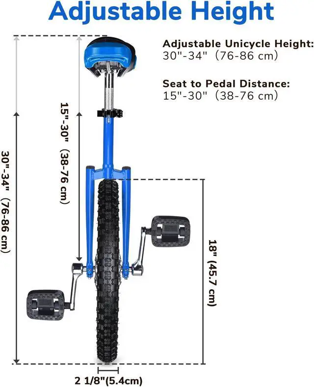 Alt view image 3 of 7 - Yescom 18 In Wheel Outdoor Unicycle Skid-proof Tire Fitness Bicycle Balance Training for Adults Teenagers Kids, Blue