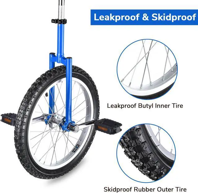 Alt view image 4 of 7 - Yescom 18 In Wheel Outdoor Unicycle Skid-proof Tire Fitness Bicycle Balance Training for Adults Teenagers Kids, Blue