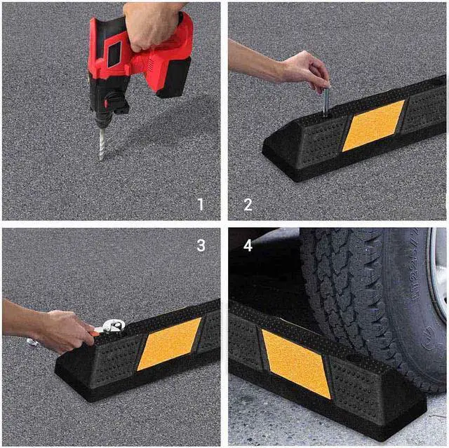 Alt view image 6 of 7 - 36" Rubber Curb Parking Block Car RV Trailer Wheel Stopper Stop Aid 2 Packs