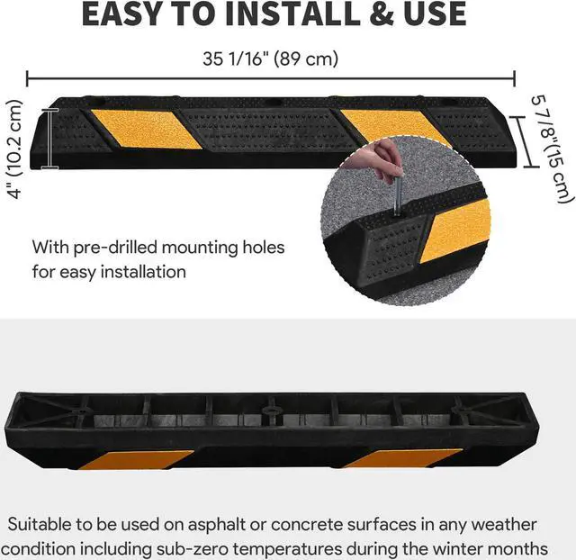 Alt view image 5 of 7 - 36" Rubber Curb Parking Block Car RV Trailer Wheel Stopper Stop Aid 2 Packs