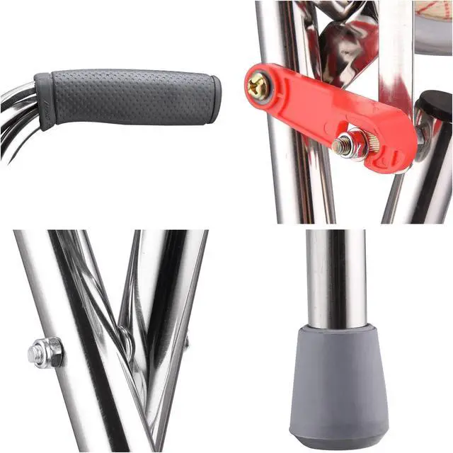 Alt view image 10 of 14 - Medical Folding Walking Stick Seat Four Legged Portable Travel Hiking Cane Chair Stool