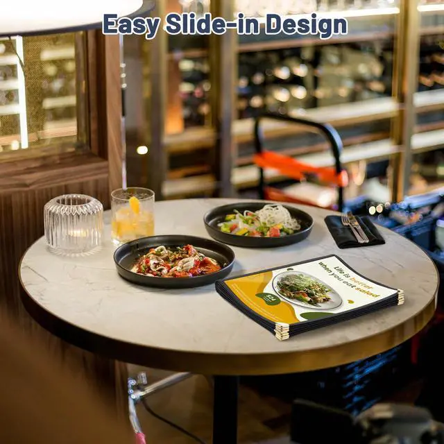 Alt view image 6 of 6 - WeChef 20 Pack Restaurant Menu Covers 8.5 x 11 Book Style 7 Pages 14 Views Black