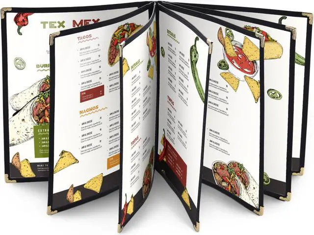 Main image of WeChef 20 Pack Restaurant Menu Covers 8.5 x 11 Book Style 7 Pages 14 Views Black