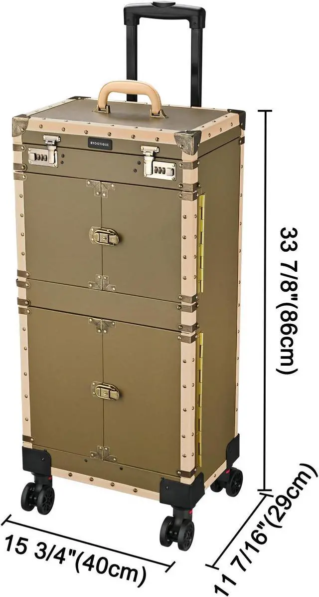 Alt view image 6 of 7 - Byootique Bronze Pro XL Rolling Makeup Stylist Train Case Hair Salon Clipper Trimmer Box