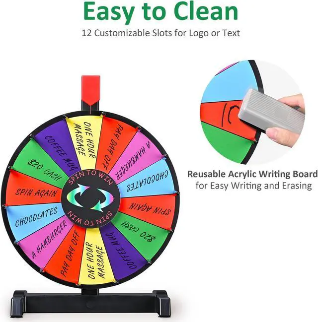 Alt view image 4 of 7 - WinSpin 12" Editable Color Prize Wheel Tabletop 14 Slots Tradeshow Events