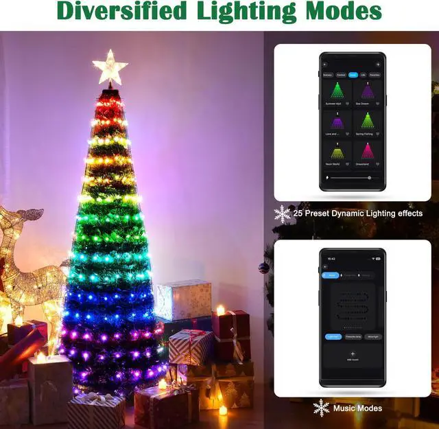 Alt view image 2 of 7 - 6 Ft Christmas Tree Decoration Light RGB LED String Lamp Bluetooth APP Control and Remote Control