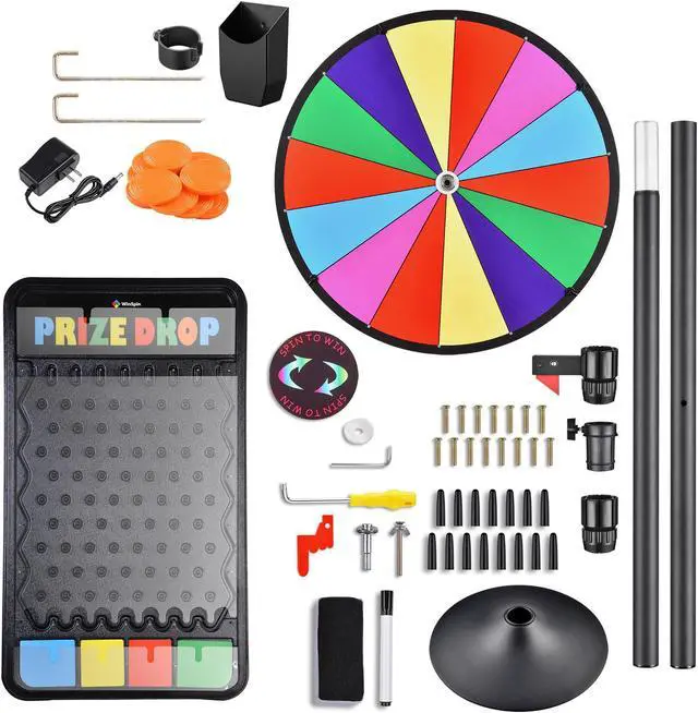 Alt view image 3 of 7 - WinSpin 24" Dual Use 14 Slots Prize Wheel Prize Drop Game Board Kit w/ LED Light