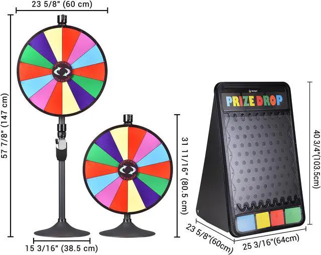Alt view image 4 of 7 - WinSpin 24" Dual Use 14 Slots Prize Wheel Prize Drop Game Board Kit w/ LED Light