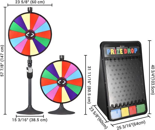 Alt view image 2 of 7 - WinSpin 24" Dual Use 14 Slots Prize Wheel 41x25" Prize Drop Game Board Party