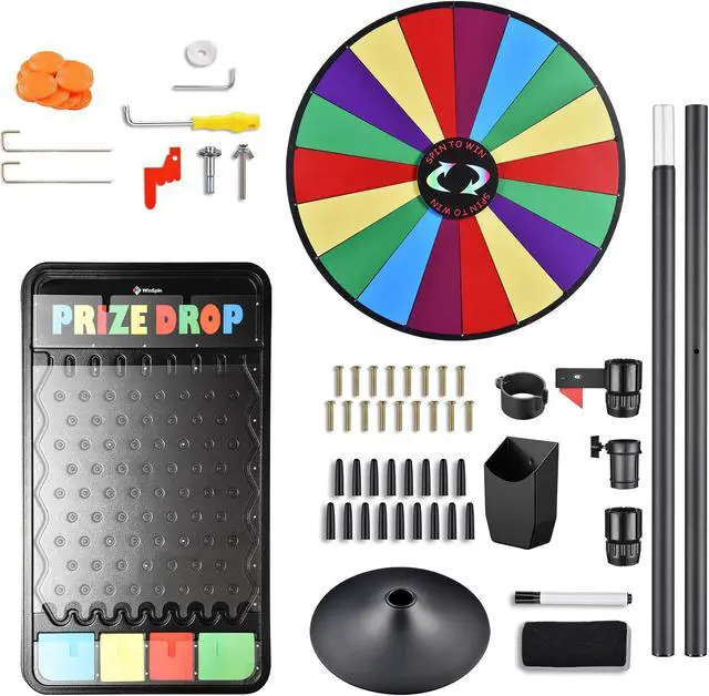 Alt view image 2 of 7 - WinSpin 36" Dual Use 18 Slots Prize Wheel 41x25" Prize Drop Game Board Party