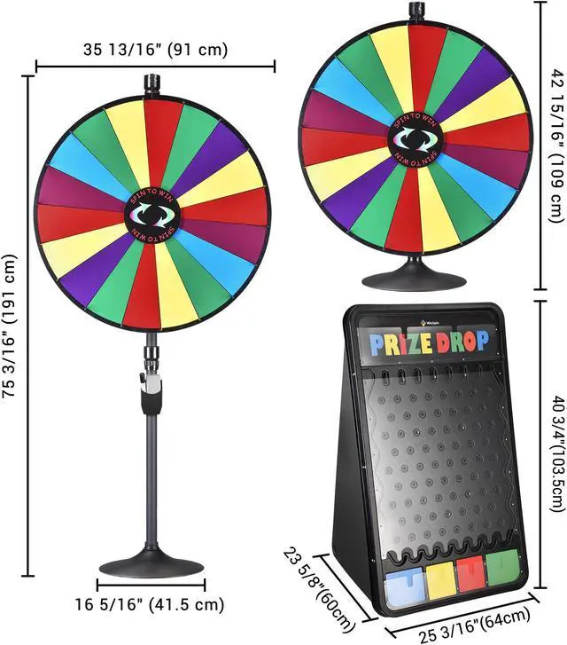Alt view image 3 of 7 - WinSpin 36" Dual Use 18 Slots Prize Wheel 41x25" Prize Drop Game Board Party