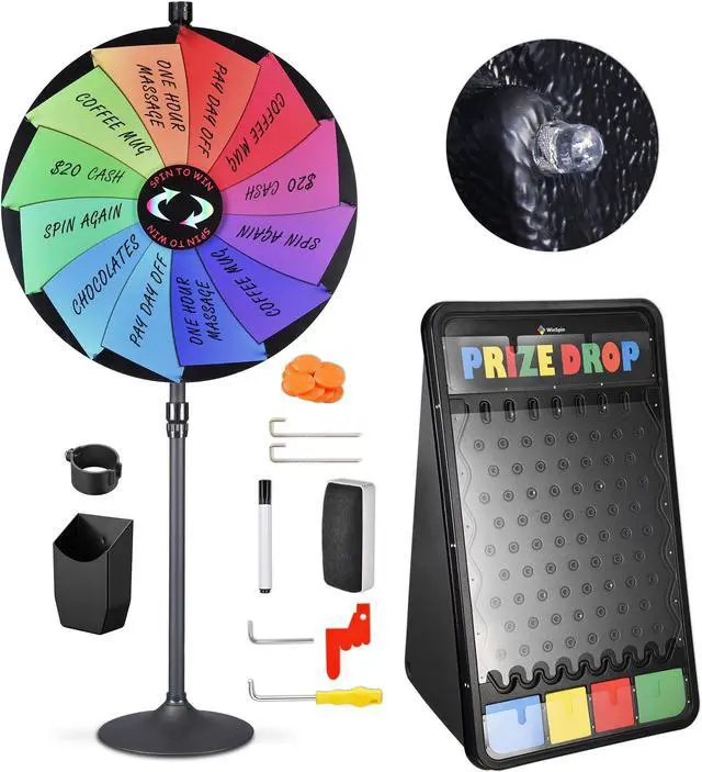 Alt view image 2 of 7 - WinSpin 36" Dual Use 12 Slots Prize Wheel 41x25" Prize Drop Game Board Party