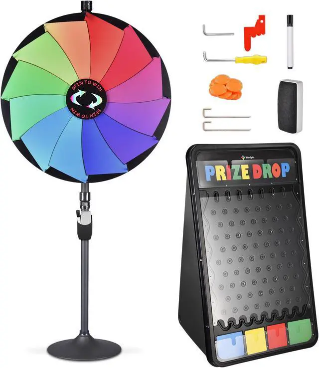 Main image of WinSpin 36" Dual Use 12 Slots Prize Wheel 41x25" Prize Drop Game Board Party