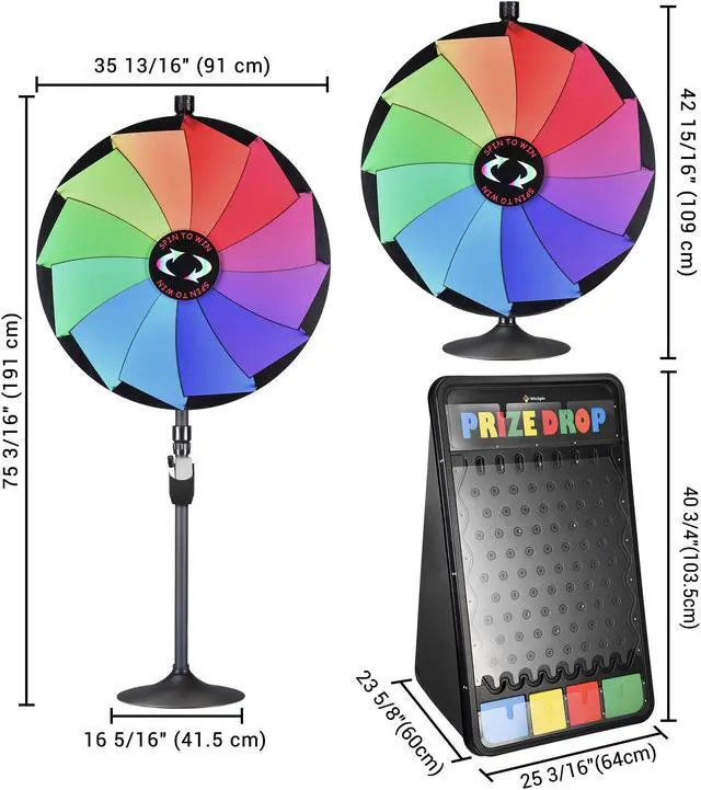 Alt view image 4 of 7 - WinSpin 36" Dual Use 12 Slots Prize Wheel 41x25" Prize Drop Game Board Party