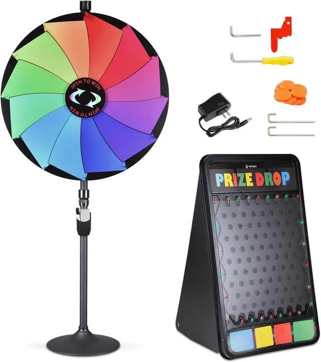 Main image of WinSpin 36" Dual Use 12 Slots Prize Wheel Prize Drop Game Board Kit w/ LED Light