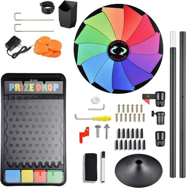 Alt view image 3 of 7 - WinSpin 36" Dual Use 12 Slots Prize Wheel Prize Drop Game Board Kit w/ LED Light