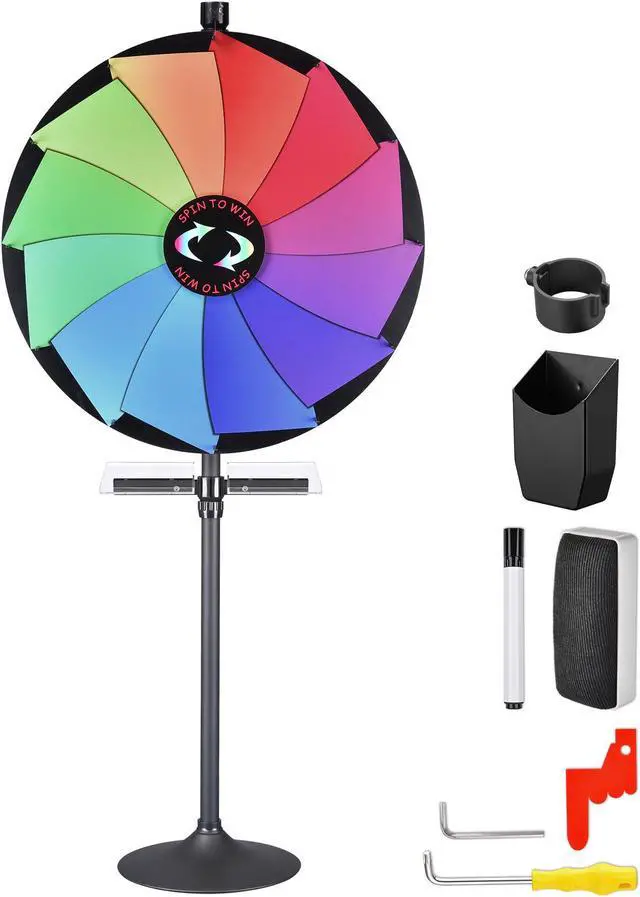 Main image of WinSpin 36" Prize Wheel Tabletop Floor Stand Spinning Game w/ Serving Tray