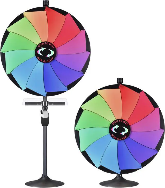 Alt view image 2 of 7 - WinSpin 36" Prize Wheel Tabletop Floor Stand Spinning Game w/ Serving Tray