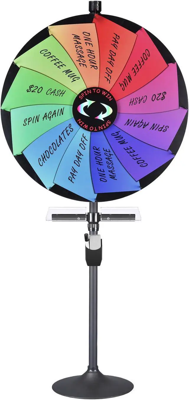 Alt view image 3 of 7 - WinSpin 36" Prize Wheel Tabletop Floor Stand Spinning Game w/ Serving Tray