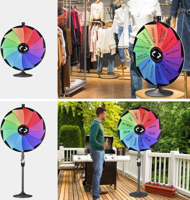 Alt view image 4 of 7 - WinSpin 36" Prize Wheel Tabletop Floor Stand Spinning Wheel w/ Brochure Holders