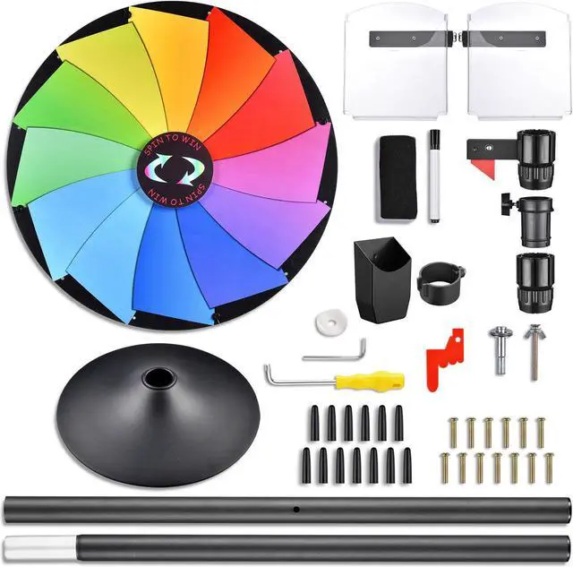 Alt view image 5 of 7 - WinSpin 36" Prize Wheel Tabletop Floor Stand Spinning Wheel w/ Brochure Holders