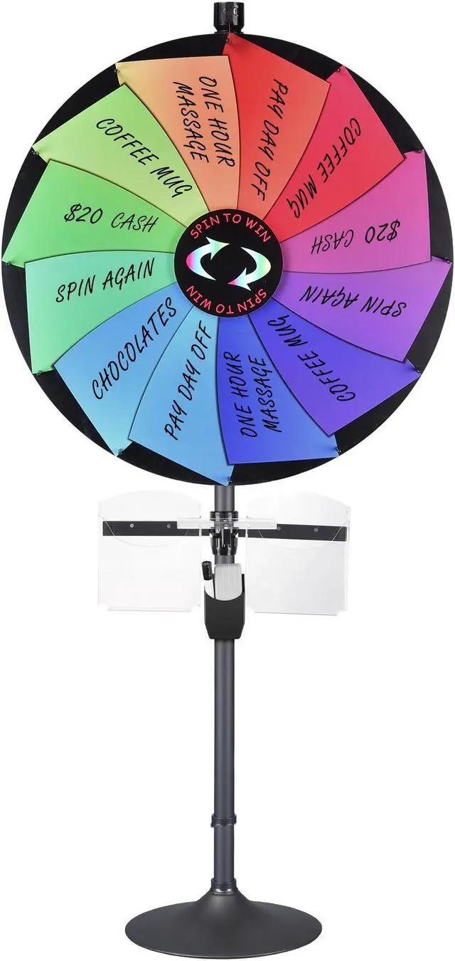 Alt view image 3 of 7 - WinSpin 36" Prize Wheel Tabletop Floor Stand Spinning Wheel w/ Brochure Holders