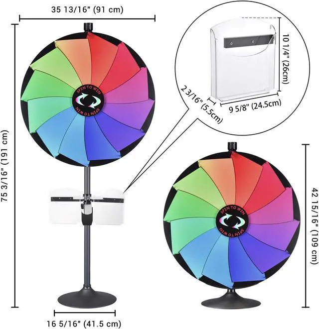 Alt view image 7 of 7 - WinSpin 36" Prize Wheel Tabletop Floor Stand Spinning Wheel w/ Brochure Holders