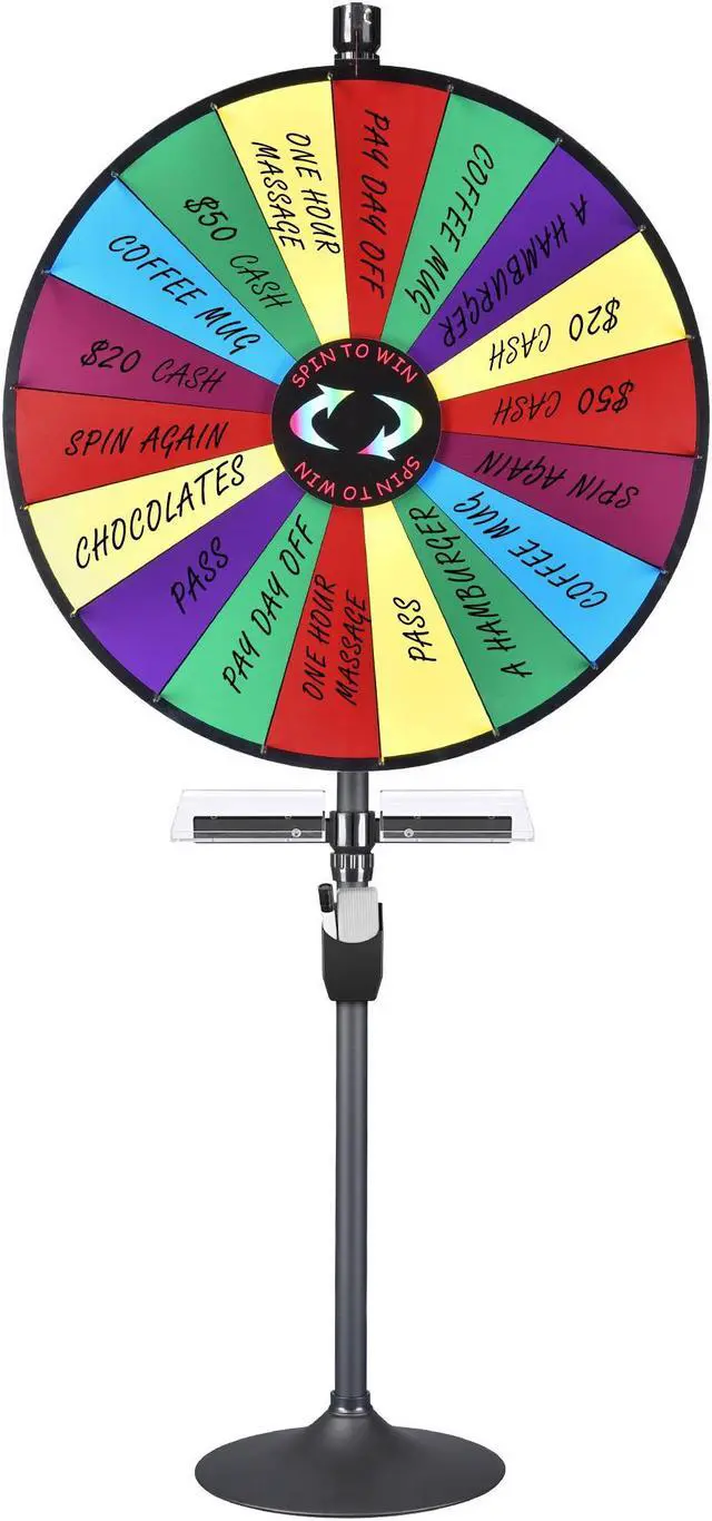 Alt view image 3 of 7 - WinSpin 36" Prize Wheel Tabletop Floor Stand Spinning Game w/ Serving Tray