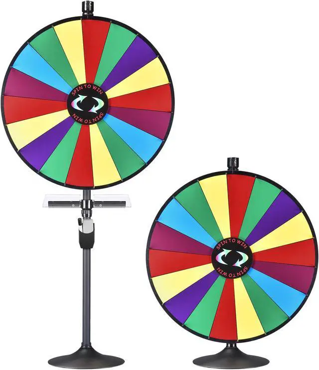 Alt view image 2 of 7 - WinSpin 36" Prize Wheel Tabletop Floor Stand Spinning Game w/ Serving Tray