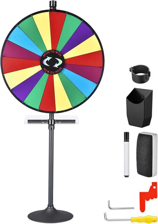 Main image of WinSpin 36" Prize Wheel Tabletop Floor Stand Spinning Game w/ Serving Tray