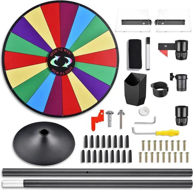 Alt view image 5 of 7 - WinSpin 36" Prize Wheel Tabletop Floor Stand Spinning Game w/ Serving Tray
