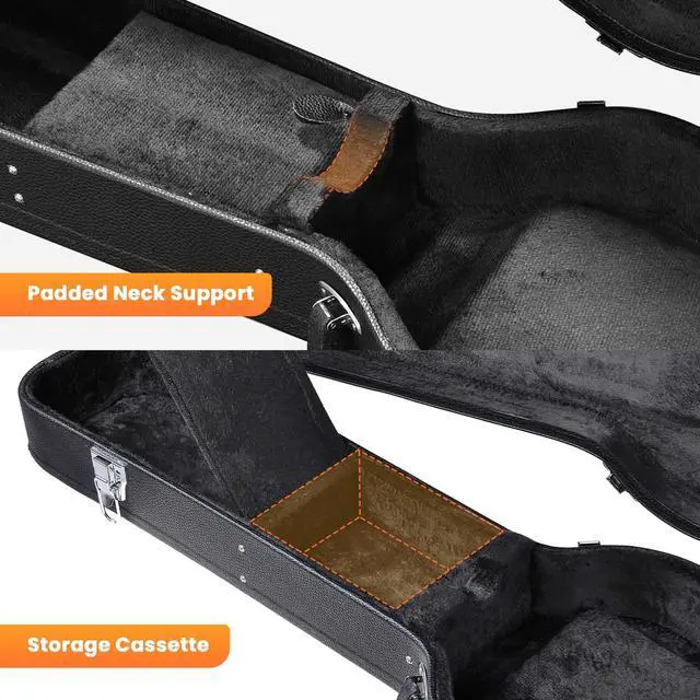 Alt view image 10 of 12 - Electric Guitar Hard Case for LP Les Paul Style Electric Guitar Wooden Hard Shell Lockable Black