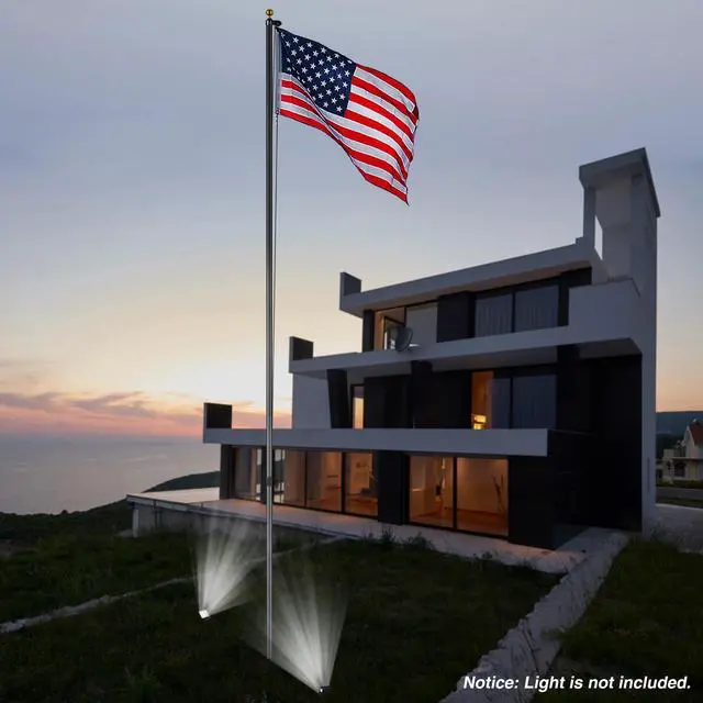 Alt view image 6 of 7 - Yescom Bravery 20 Ft Aluminum Sectional Flagpole with 3x5 Ft US Flag Gold Ball Outdoor