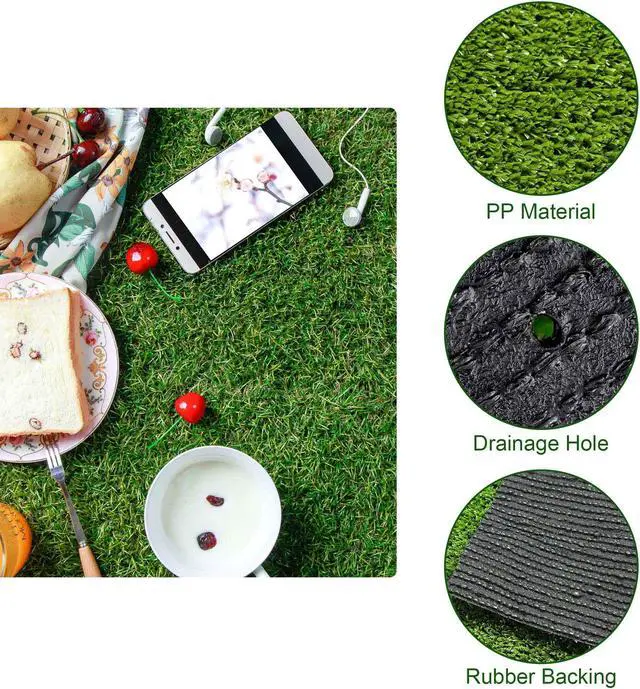 Alt view image 3 of 7 - Yescom 4PCS 65x3Ft Artificial Turf Grass Rug Indoor Outdoor Event Balcony Deck Patio Decor Gym Synthetic Roll