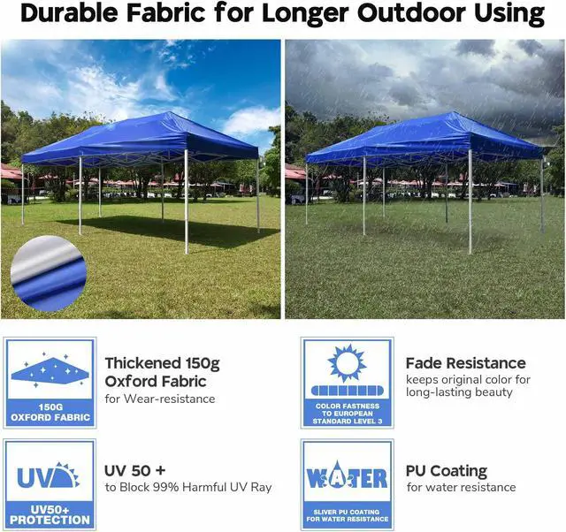 Alt view image 3 of 7 - InstaHibit 9.6*19.1Ft Replacement Canopy Top Cover UV Protection Outdoor Patio Yard 10x20Ft