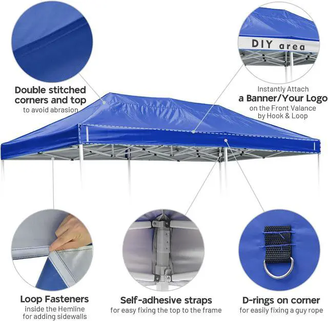 Alt view image 4 of 7 - InstaHibit 9.6*19.1Ft Replacement Canopy Top Cover UV Protection Outdoor Patio Yard 10x20Ft