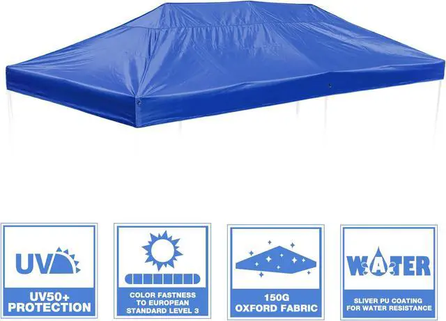Alt view image 5 of 7 - InstaHibit 9.6*19.1Ft Replacement Canopy Top Cover UV Protection Outdoor Patio Yard 10x20Ft