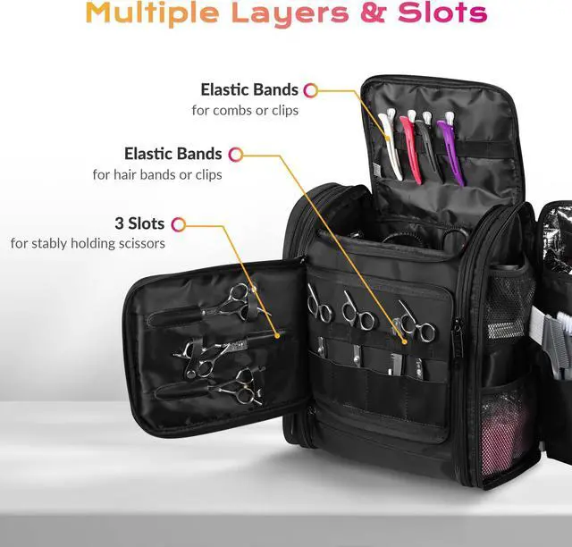 Alt view image 5 of 7 - Byootique Soft Rolling Hair Stylist Train Case w/ Hair Tools Travel Bag Backpack