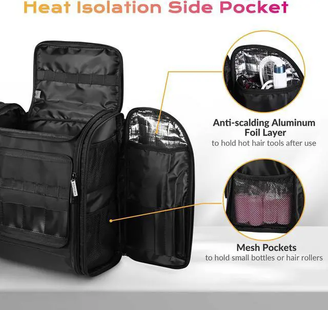 Alt view image 6 of 7 - Byootique Soft Rolling Hair Stylist Train Case w/ Hair Tools Travel Bag Backpack